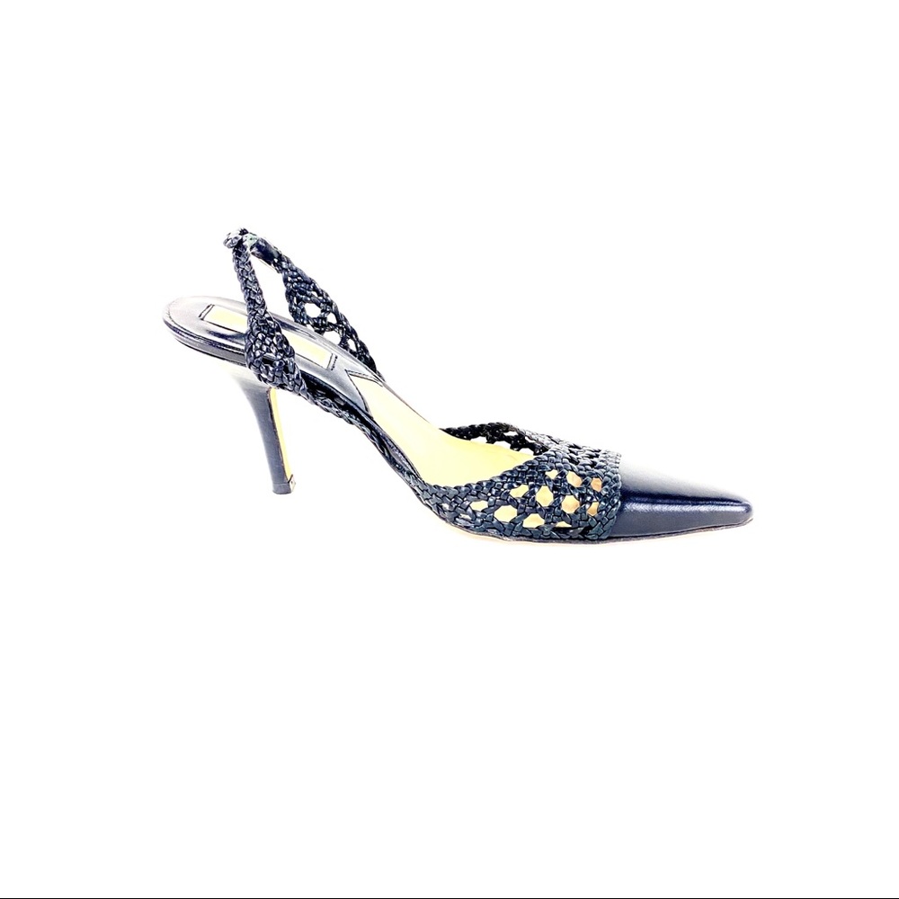 🌹MICHAEL KORS COLLECTION Black Woven Leather Slingbacks🌹 - Picture 9 of 12